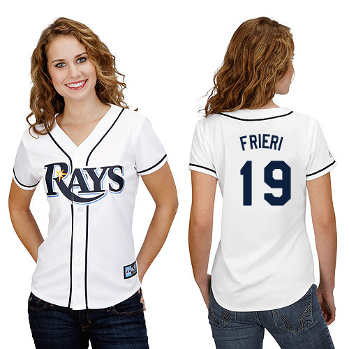 Ernesto Frieri #19 mlb Jersey-Tampa Bay Rays Women's Authentic Home White Cool Base Baseball Jersey